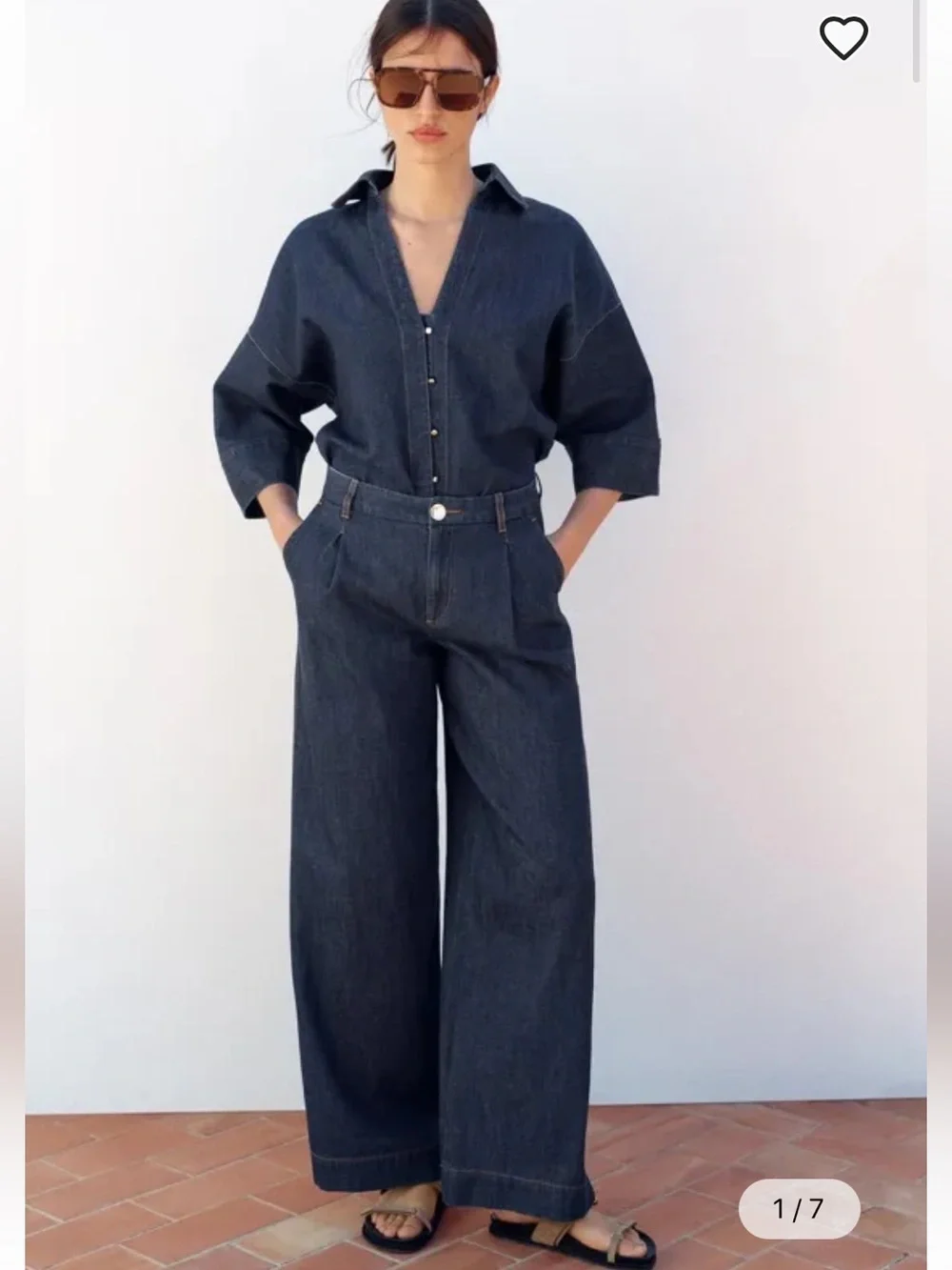NEW (TWO PIECE SET ) ZARA WIDE INDIGO PANTS AND BLOUSE  SIZE2? 🚨NO DISCOUNT